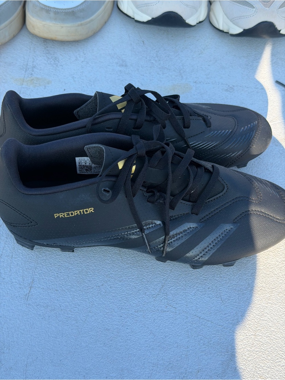 adidas Originals Predator Black Athletic Soccer Cleats with Gold Accents
